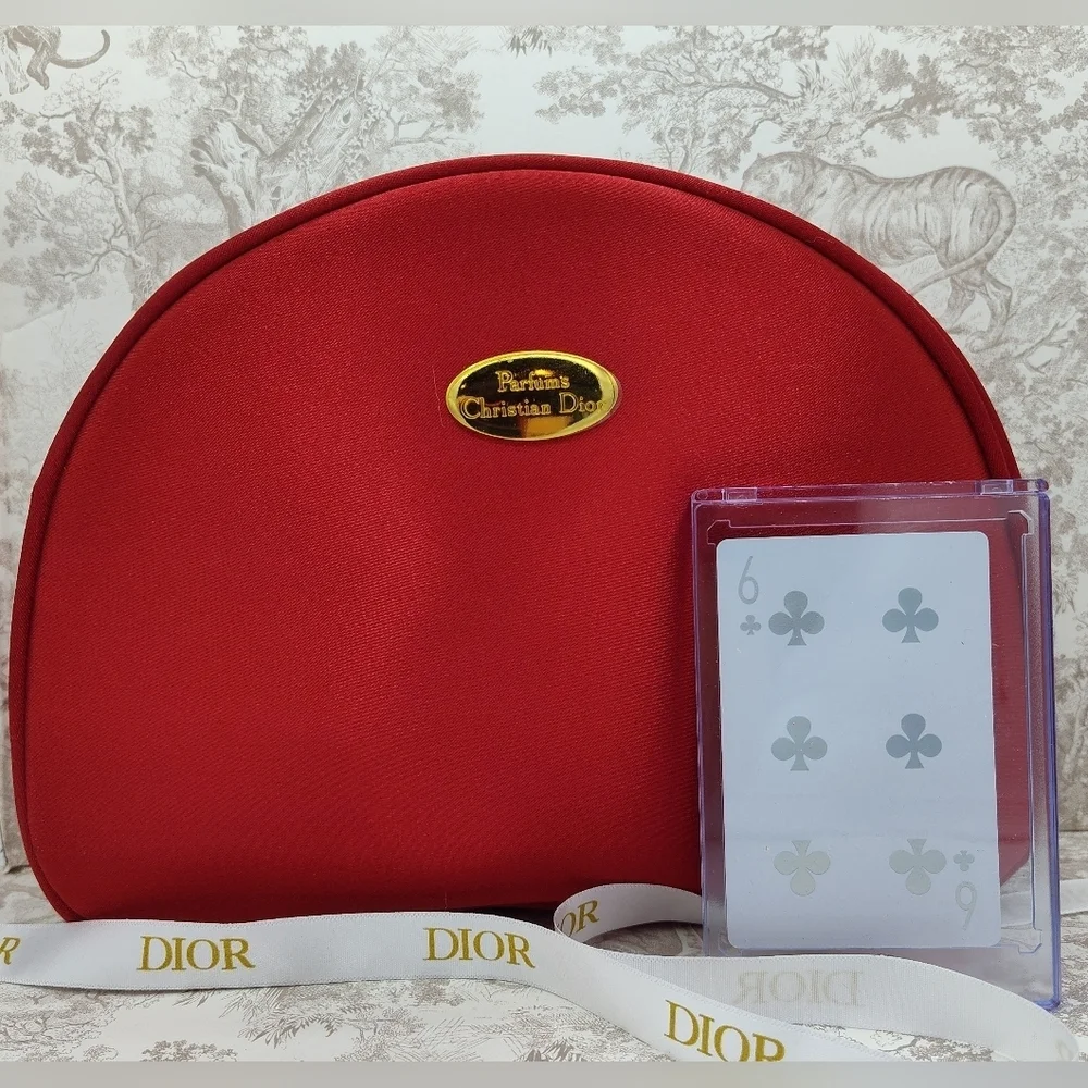 Vintage Red Dior Gift Set Vanity Makeup Bag Diorella Soap Limited Edition Card